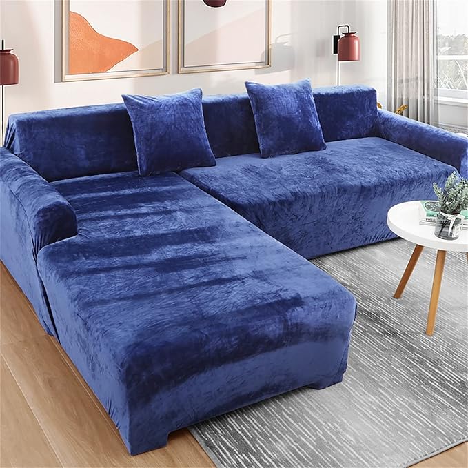 velvet plush sofa cover navy blue