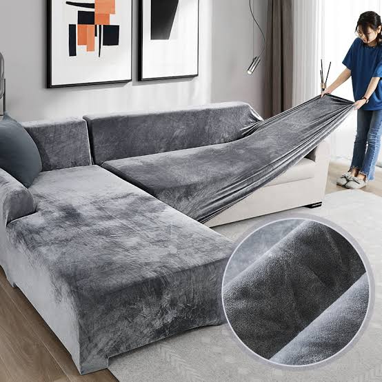 velvet plush sofa cover grey