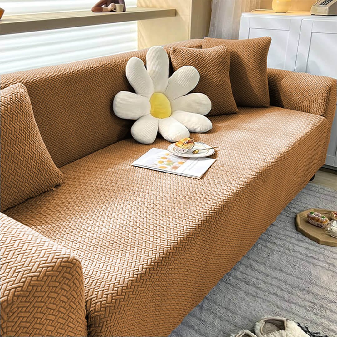 jacquard stripe sofa cover camel