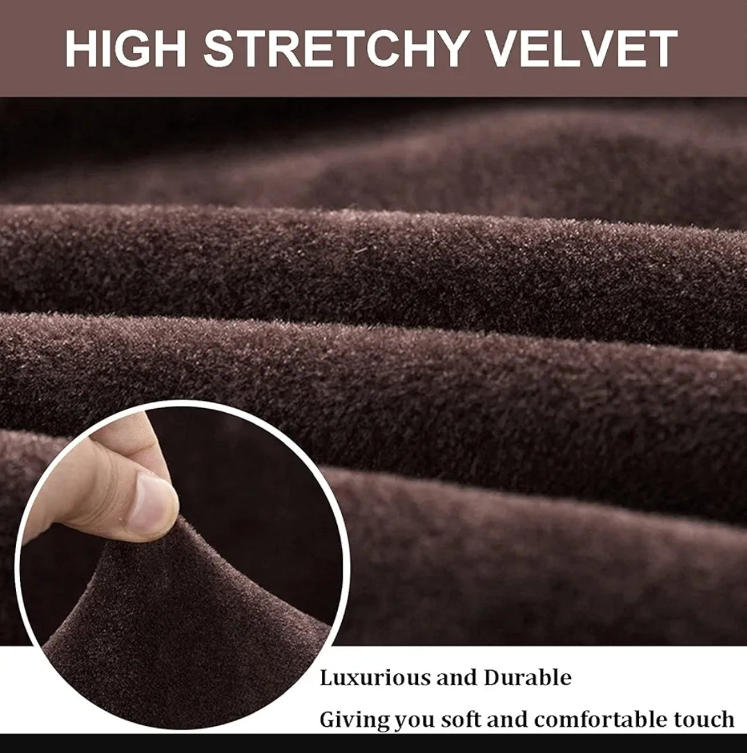 Velvet Plush Sofa Cover - Brown