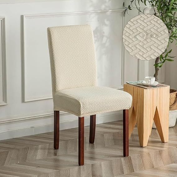 stripe jacquard chair covers beige