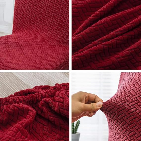 stripe jacquard chair covers maroon