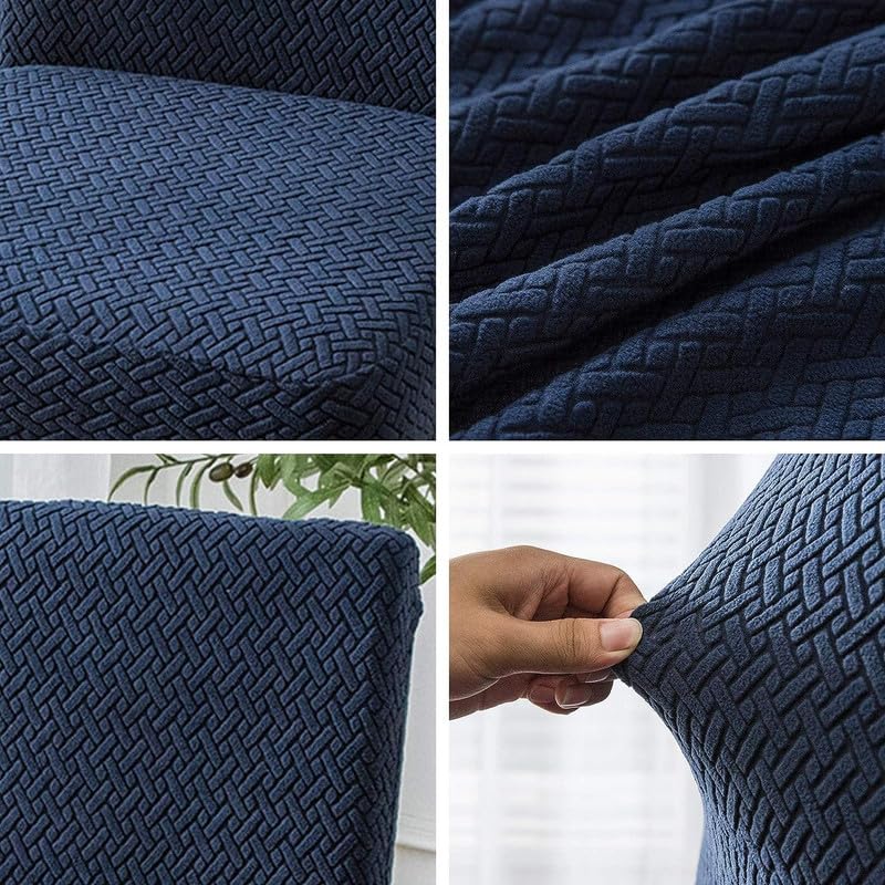 stripe jacquard chair covers navy blue