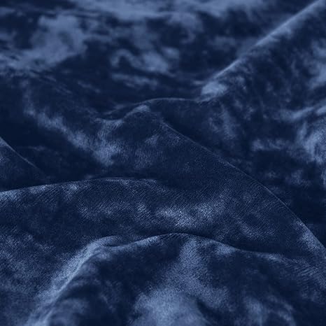 Navy Blue Velvet Fitted Sheet Set