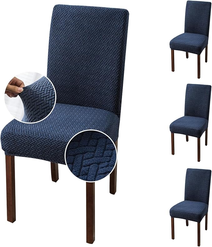 stripe jacquard chair covers navy blue