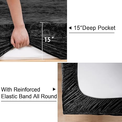 velvet fitted sheet black