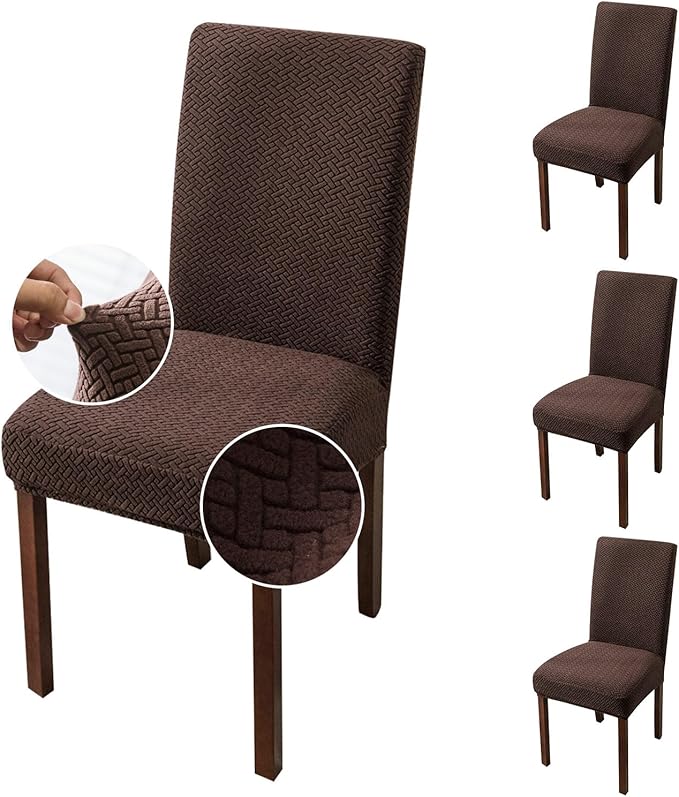 stripe jacquard chair covers brown