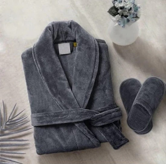 Velour Grey Bathrobe