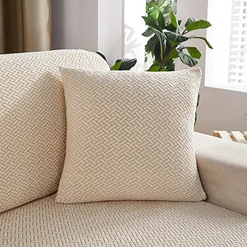 stripe jacquard cushion cover beige