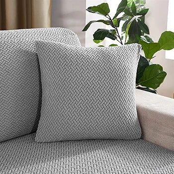 stripe jacquard cushion cover grey