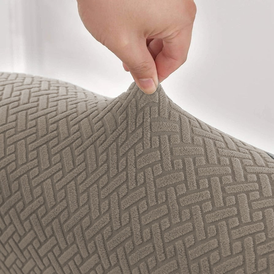 Stripe Jacquard Sofa Cover - Light Grey