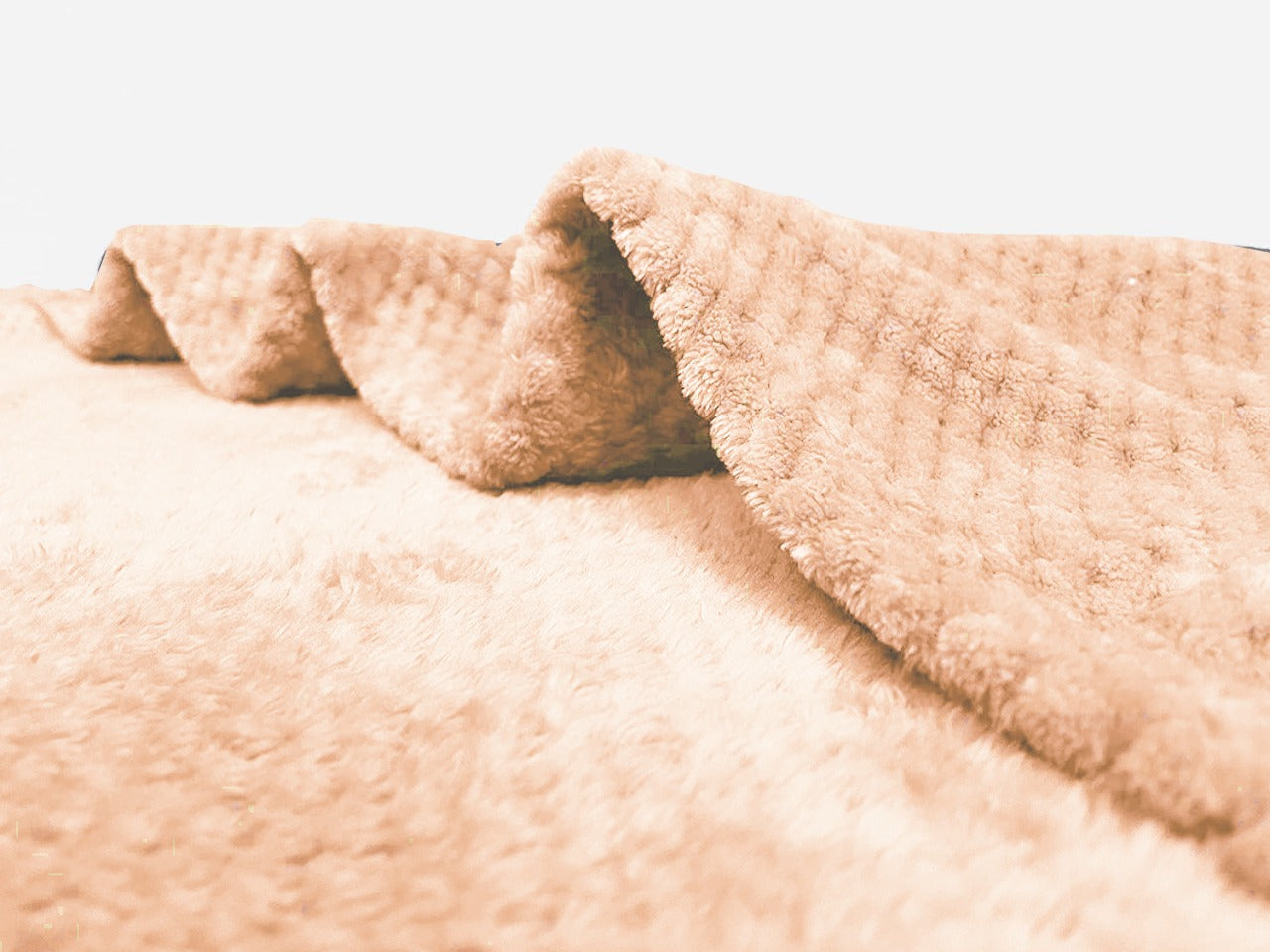 waffle fleece blanket bed spread peach