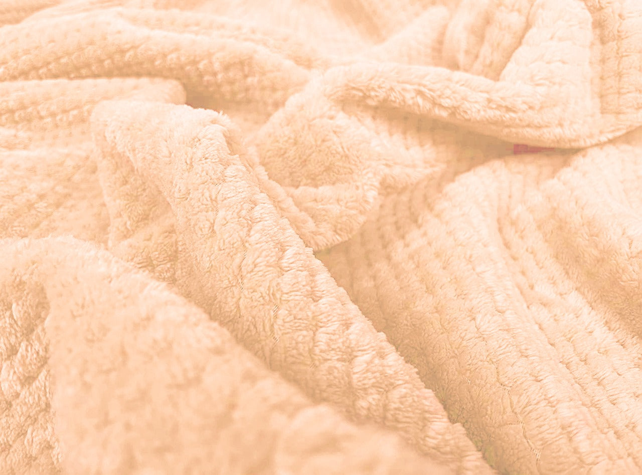 waffle fleece blanket bed spread peach