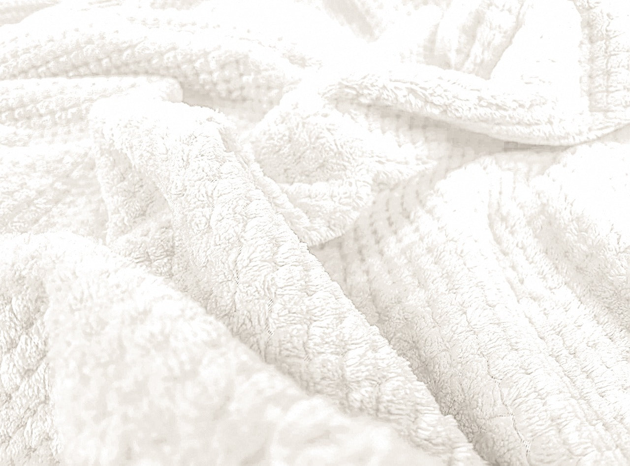 waffle fleece blanket bed spread creamy white