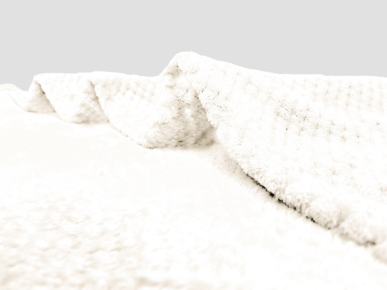 waffle fleece blanket bed spread creamy white