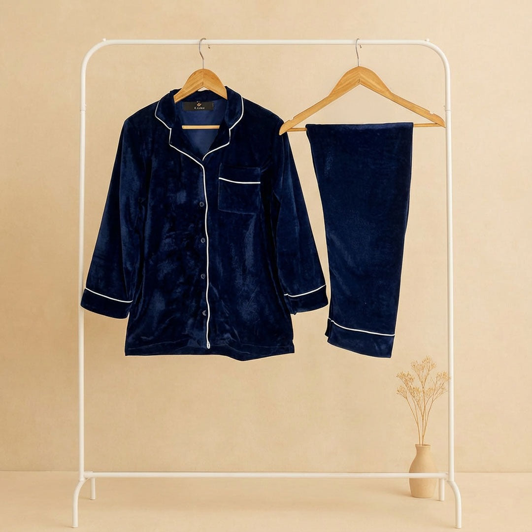 Women Velvet suit - Navy Blue Velvet