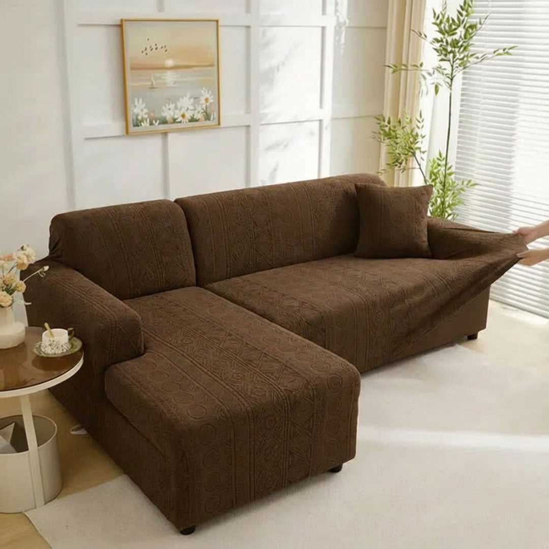 L Shape Bohemian Sofa Covers - Brown