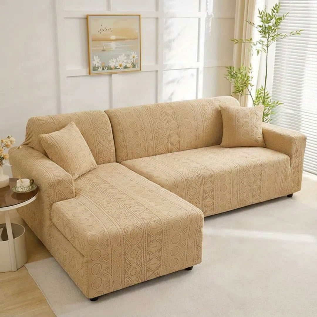 L Shape Bohemian Sofa Covers - Camel Brown