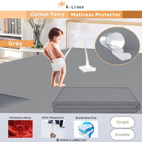 Water Proof Mattress Protector - Grey