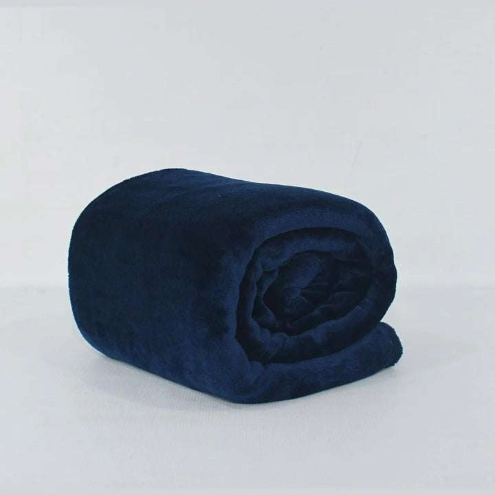 navy blue microfiber plush blanket