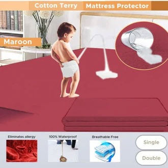 Water Proof Mattress Protector - Maroon