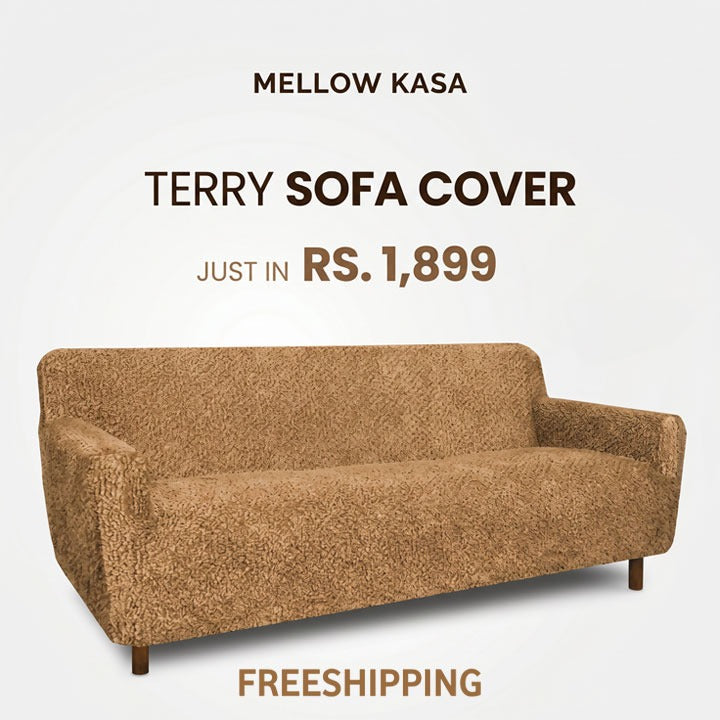 Premium Terry Sofa Cover - Camel Brown