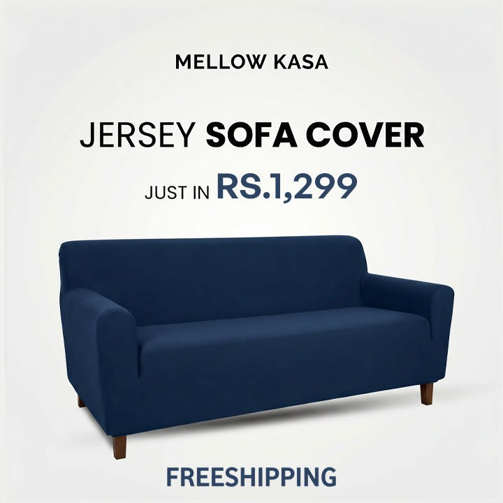 Jersey Sofa Cover - Navy Blue