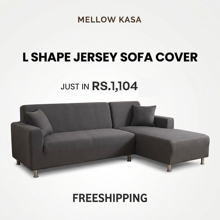 L Shape Jersey Sofa Cover - Frost Grey