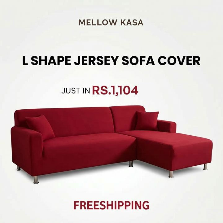 L Shape Jersey Sofa Cover - Maroon