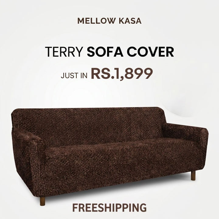 Premium Terry Sofa Cover - Dark Brown