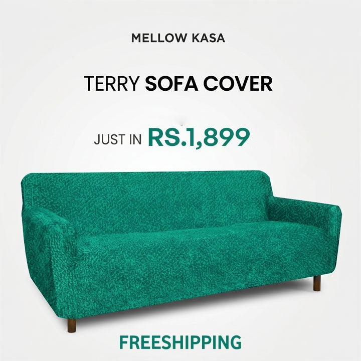 Premium Terry Sofa Cover - Emarald Green