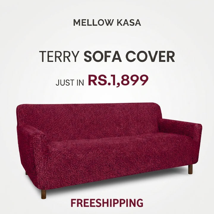Premium Terry Sofa Cover - Maroon