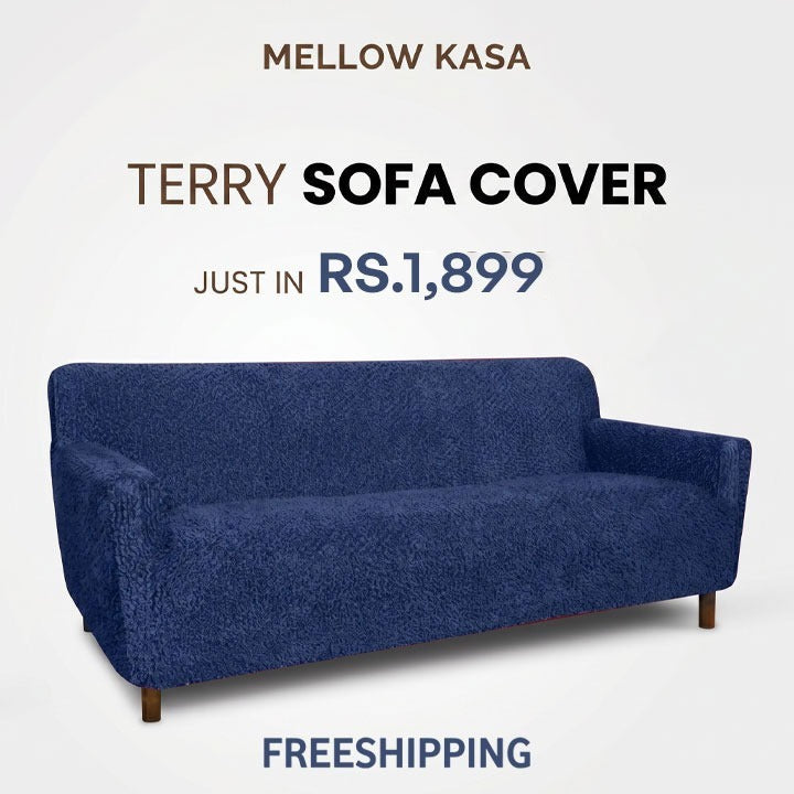 Premium Terry Sofa Cover - Navy Blue