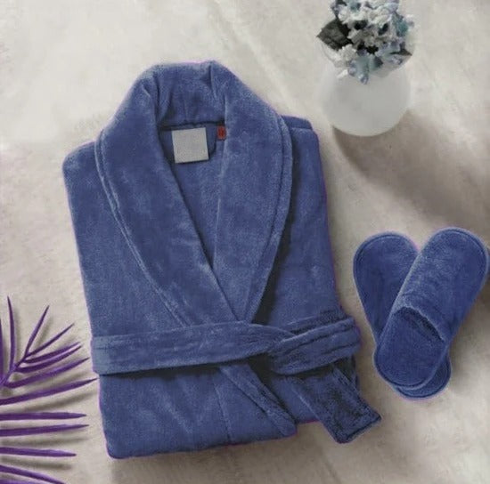 navy bathrobe