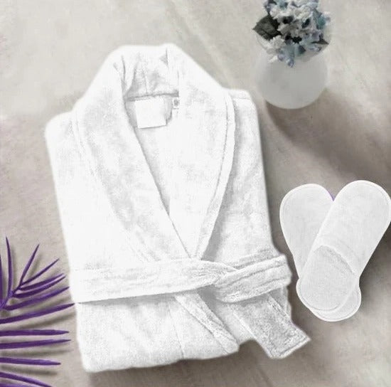 velour white bathrobe