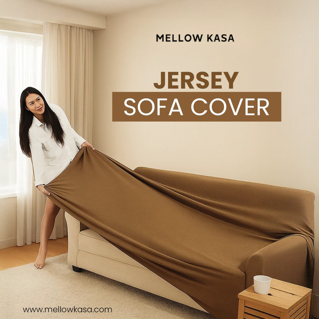 jersey sofa cover camel brown
