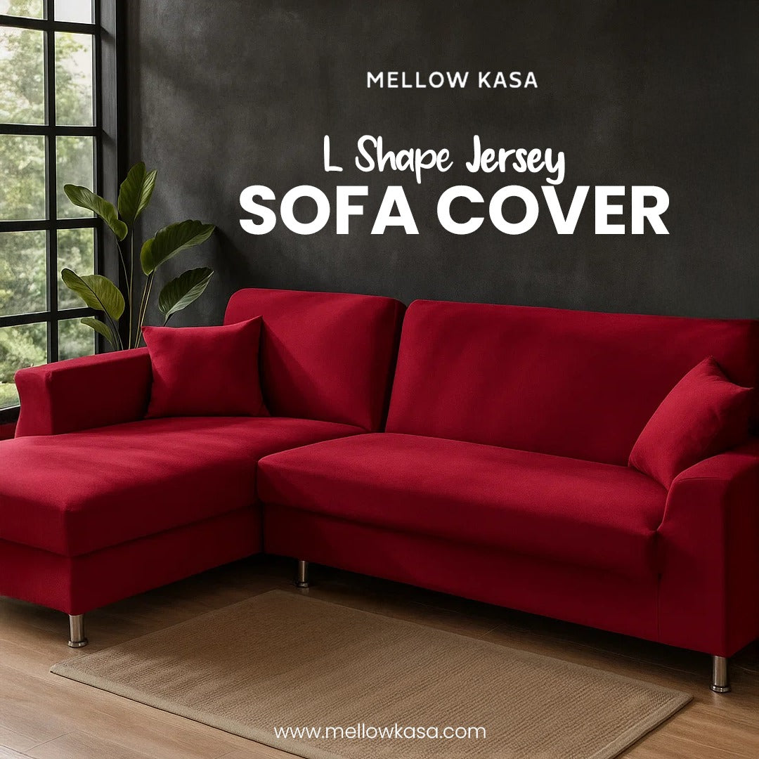 l shape jersey sofa cover maroon