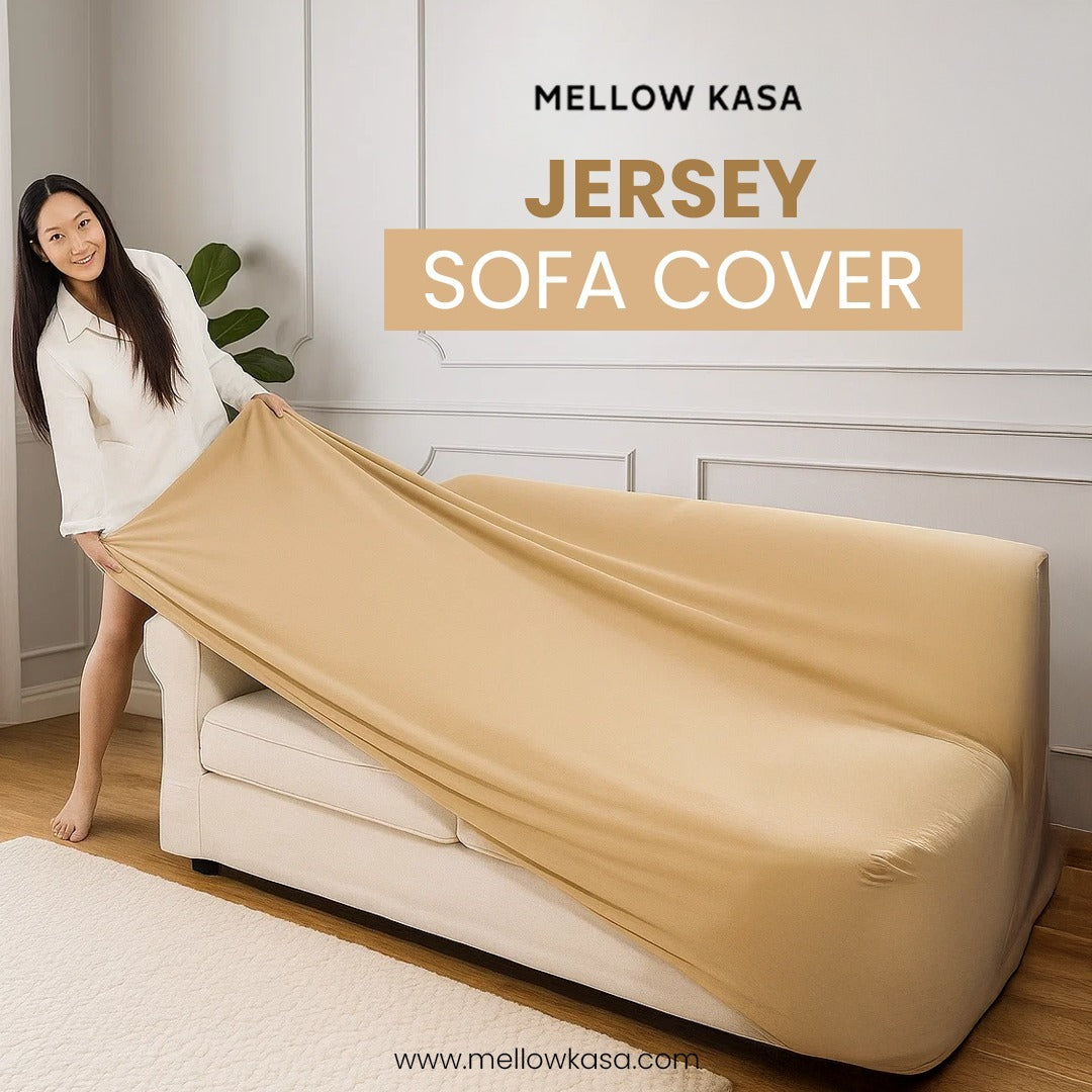 jersey sofa cover skin beige