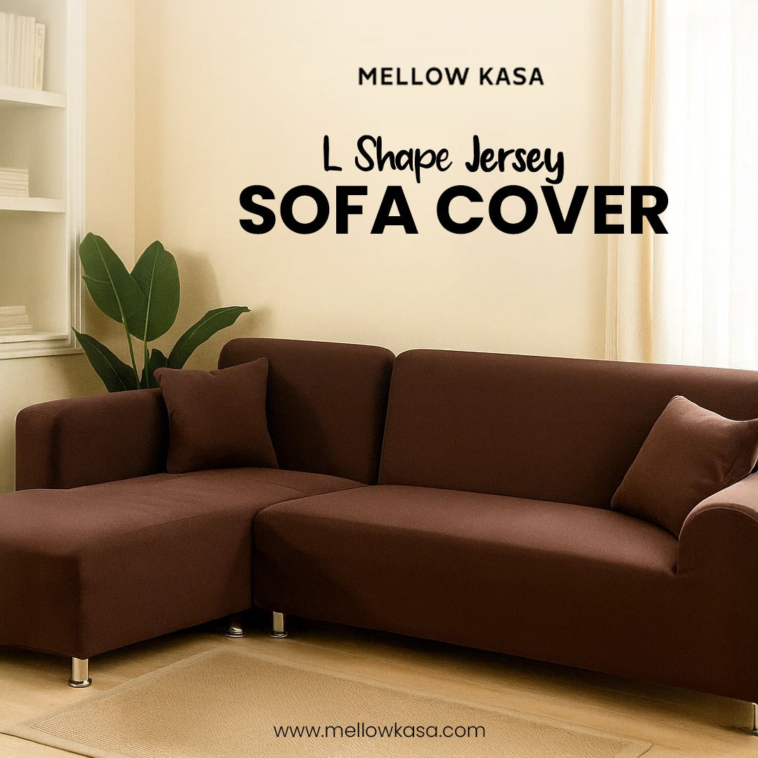 l shape jersey sofa cover brown