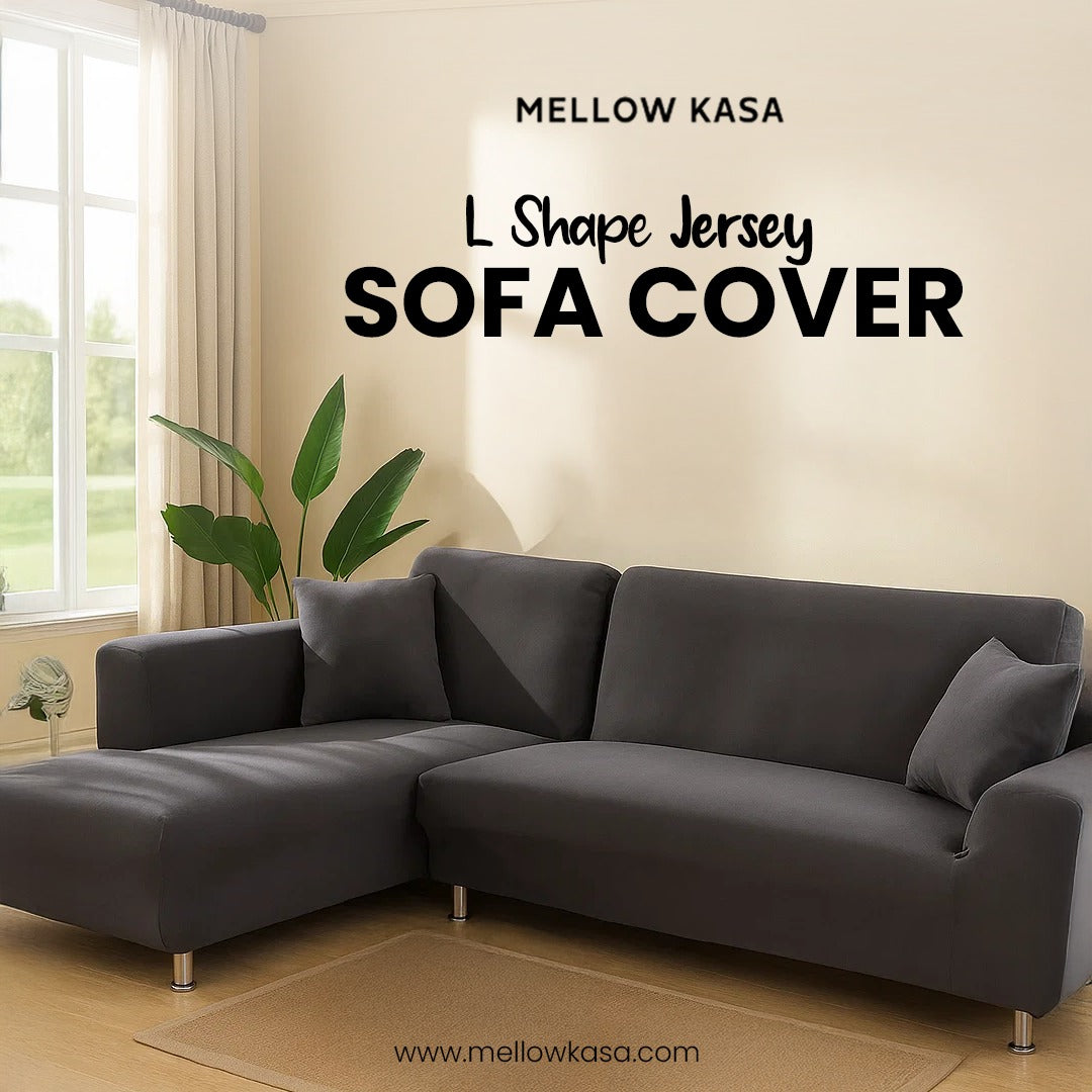 l shape jersey sofa cover grey