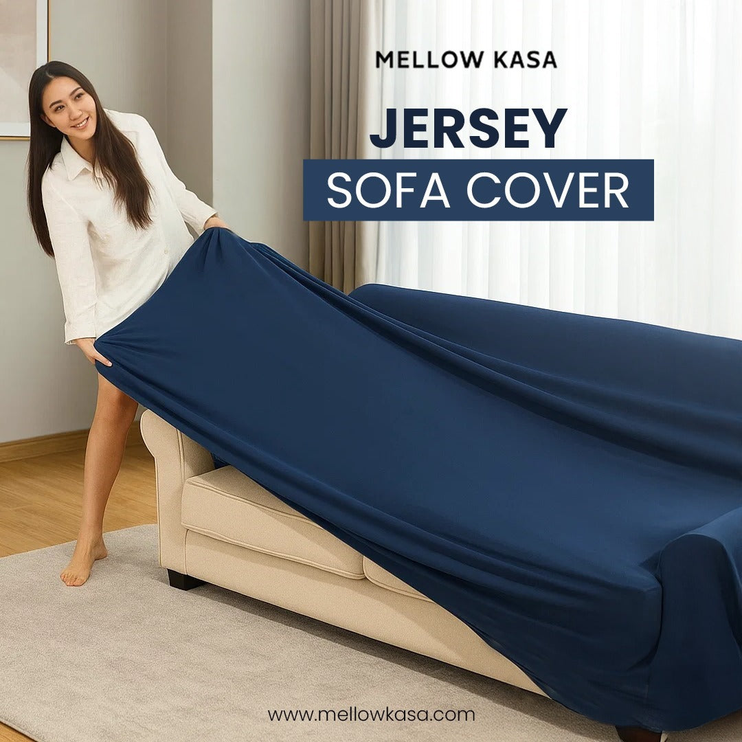 jersey sofa cover navy blue