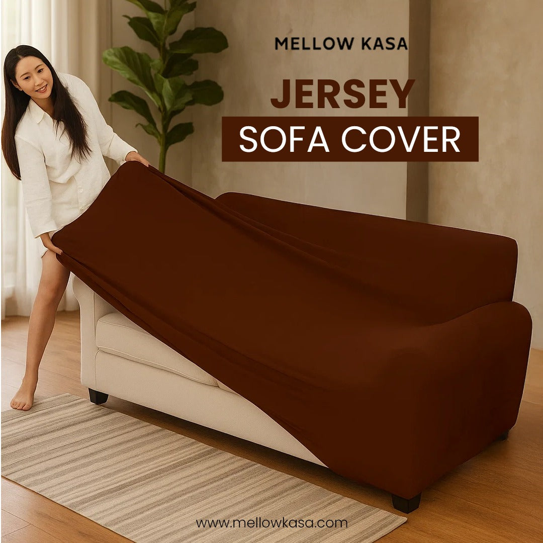 jersey sofa cover chocolate brown