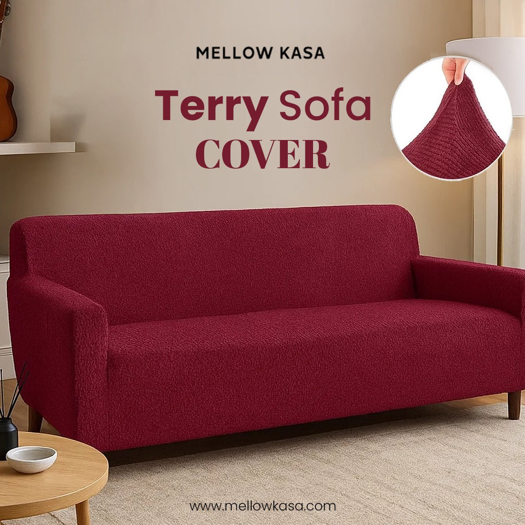 Premium Terry Sofa Cover - Maroon