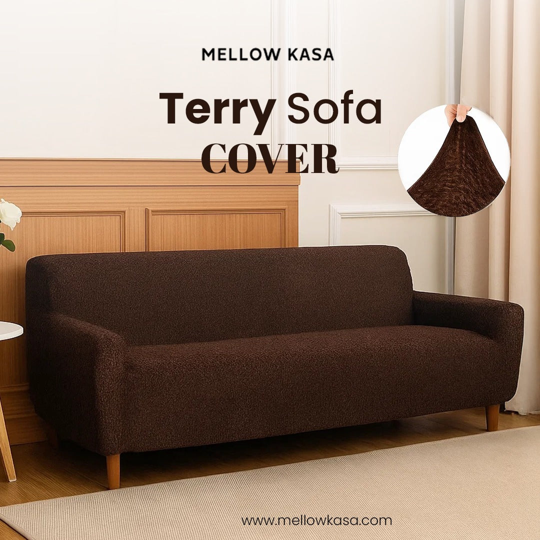Premium Terry Sofa Cover - Dark Brown