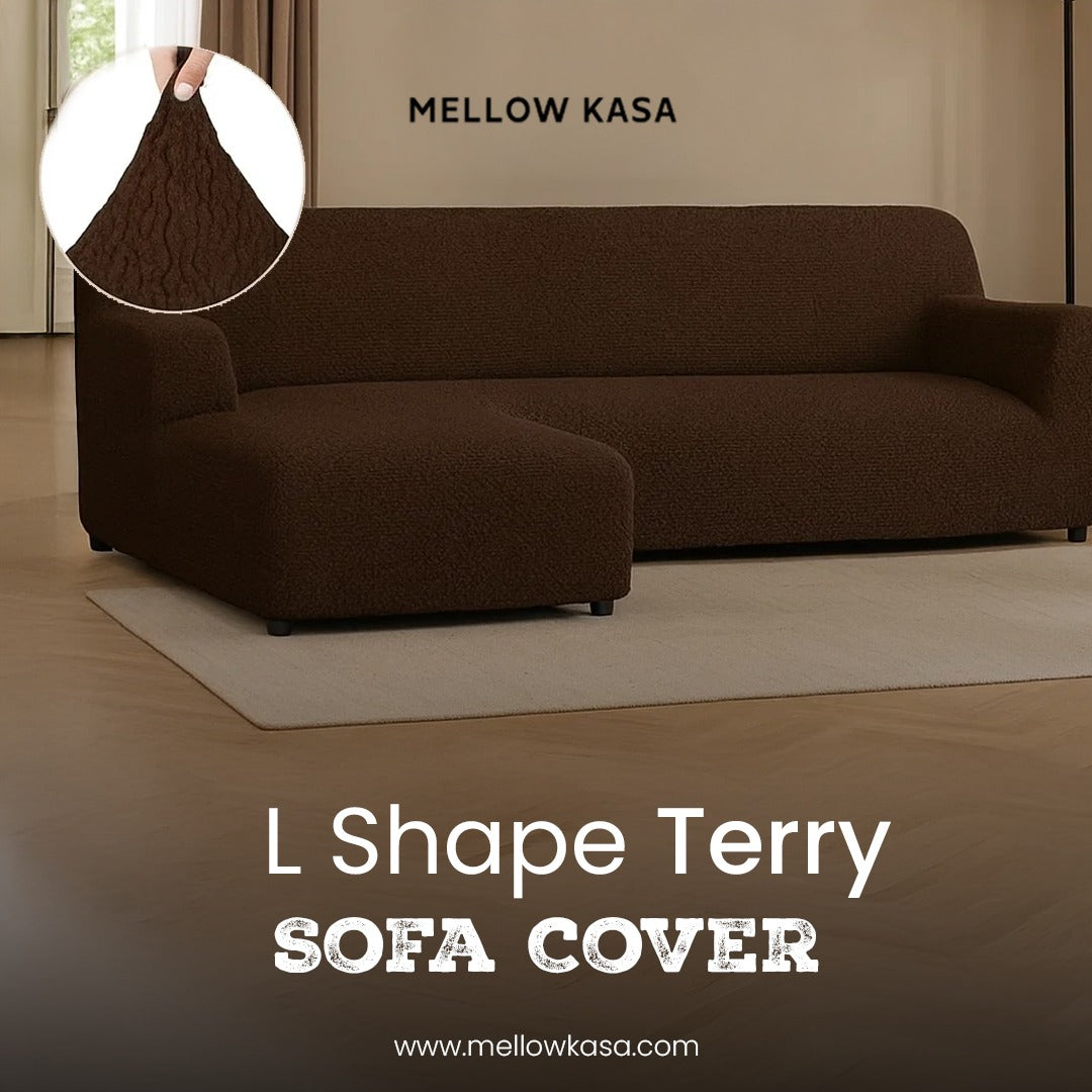 l shape terry sofa cover brown